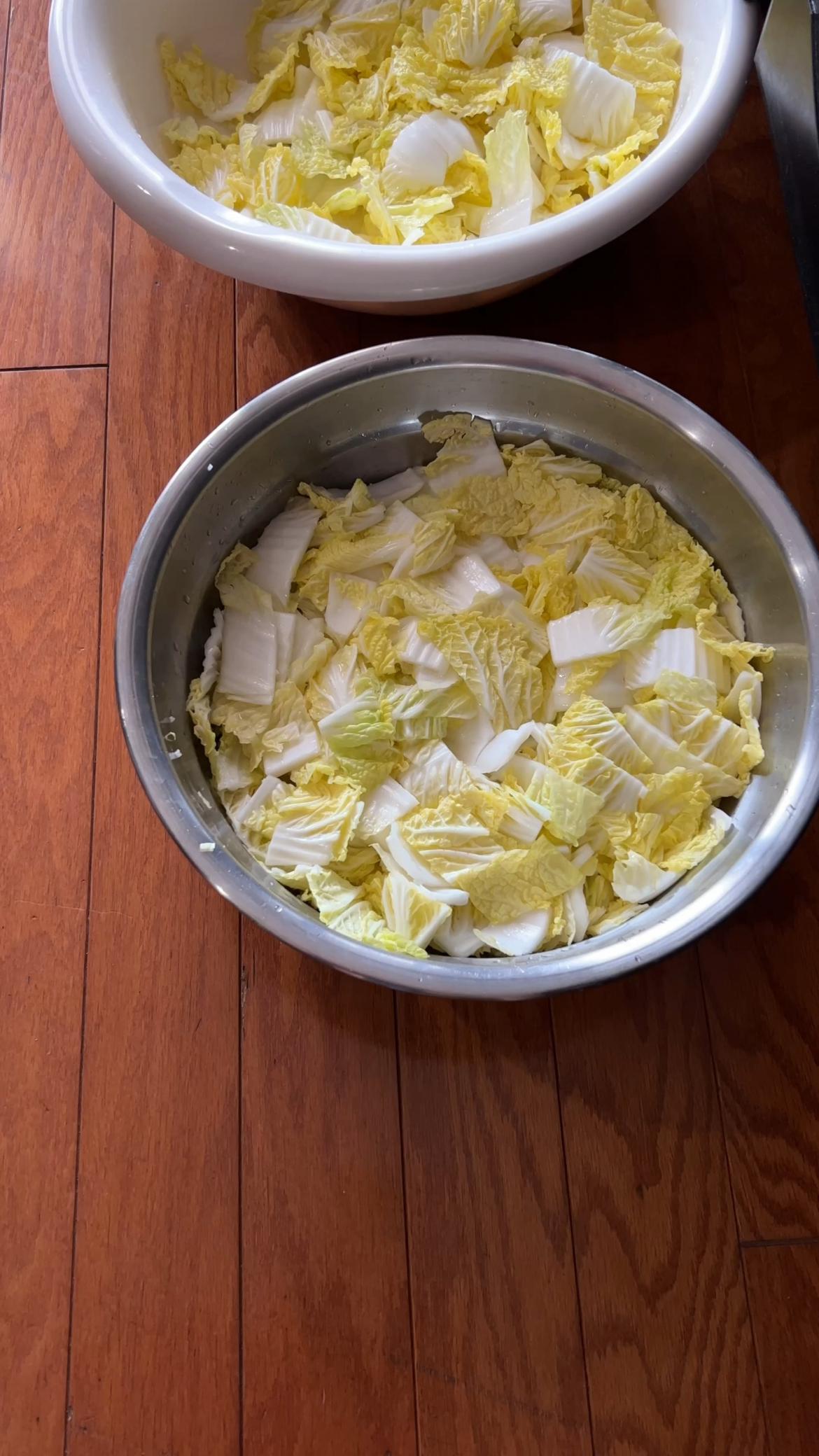A little kimchi making action. She does not follow a recipe so I can not post one.