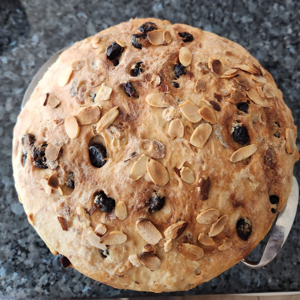 No Knead Rustic Cranberry Almond Bread