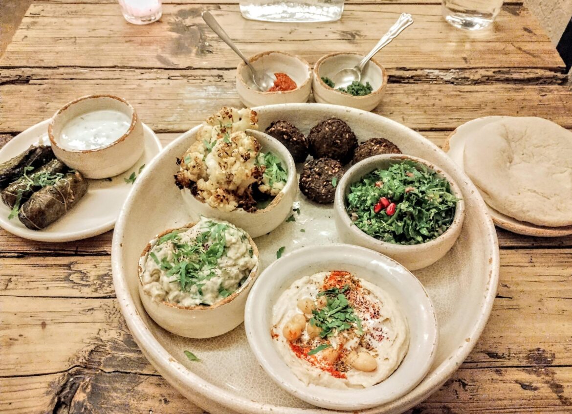 A falafel platter I had at a restaurant called Adama in Oaxaca city, Mexico.