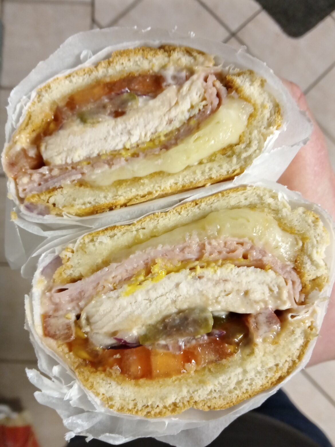 Homemade deli sub style sandwich.