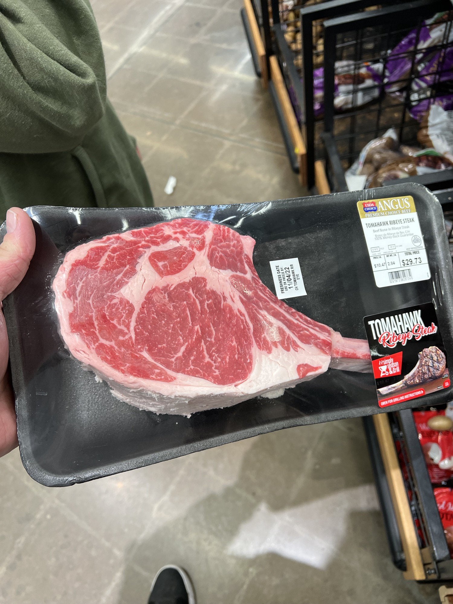 Finally attempted a Tomahawk steak! 3 inches thick and almost 3lbs