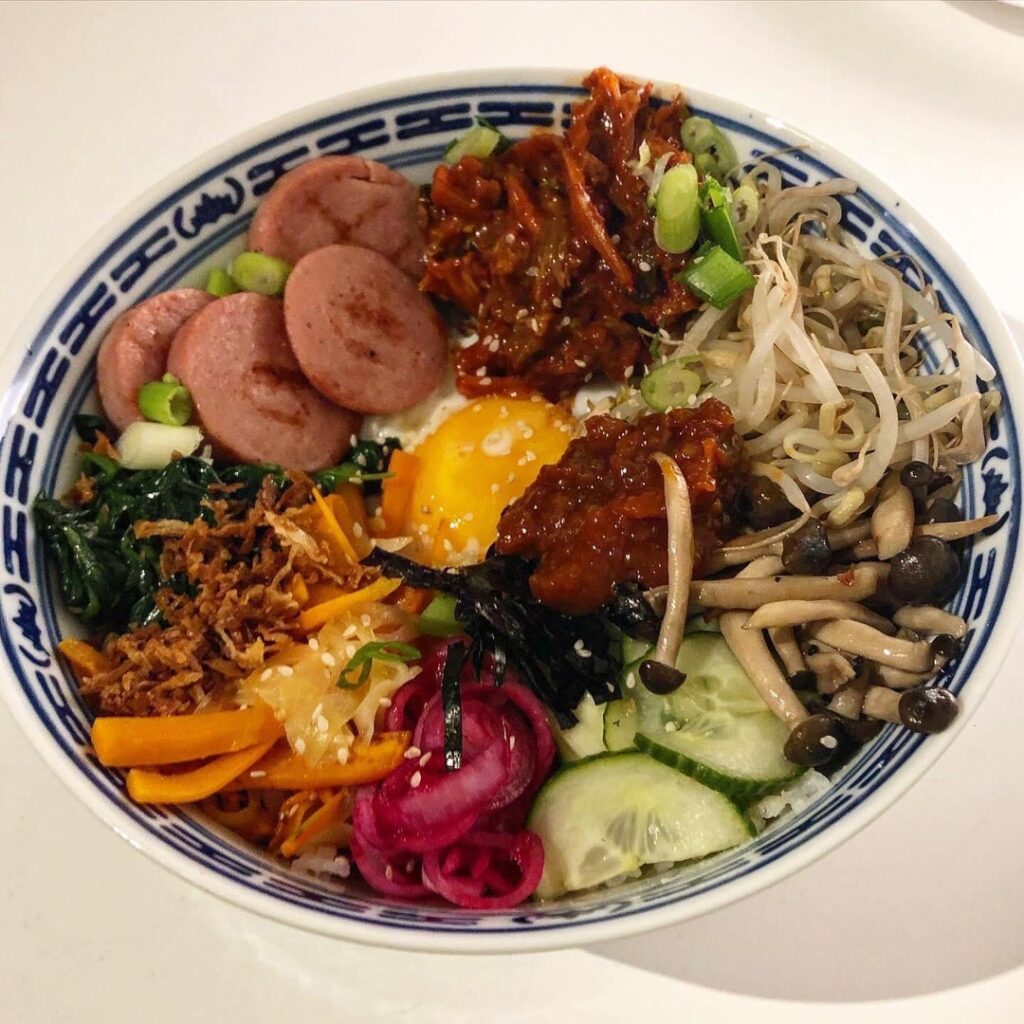 My go at some Bibimbap. Should have put the egg on last but still very happy.