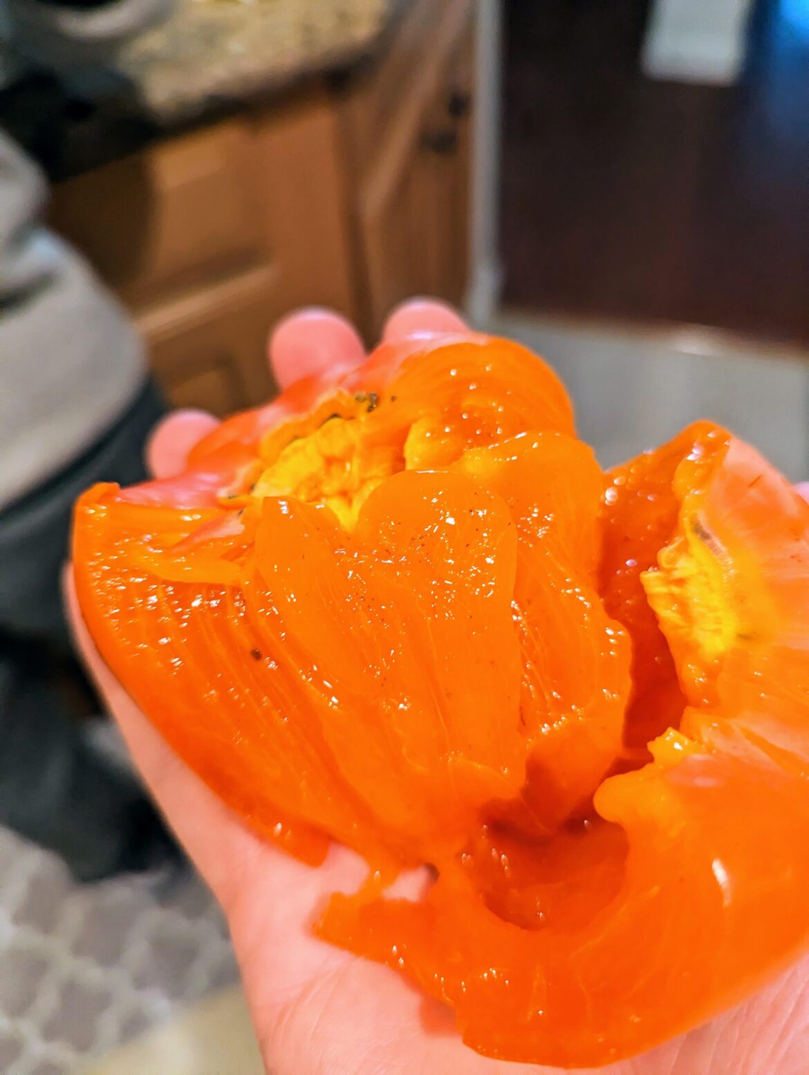 Eating hongshi (홍시) in the cold is a quintessential Korean experience