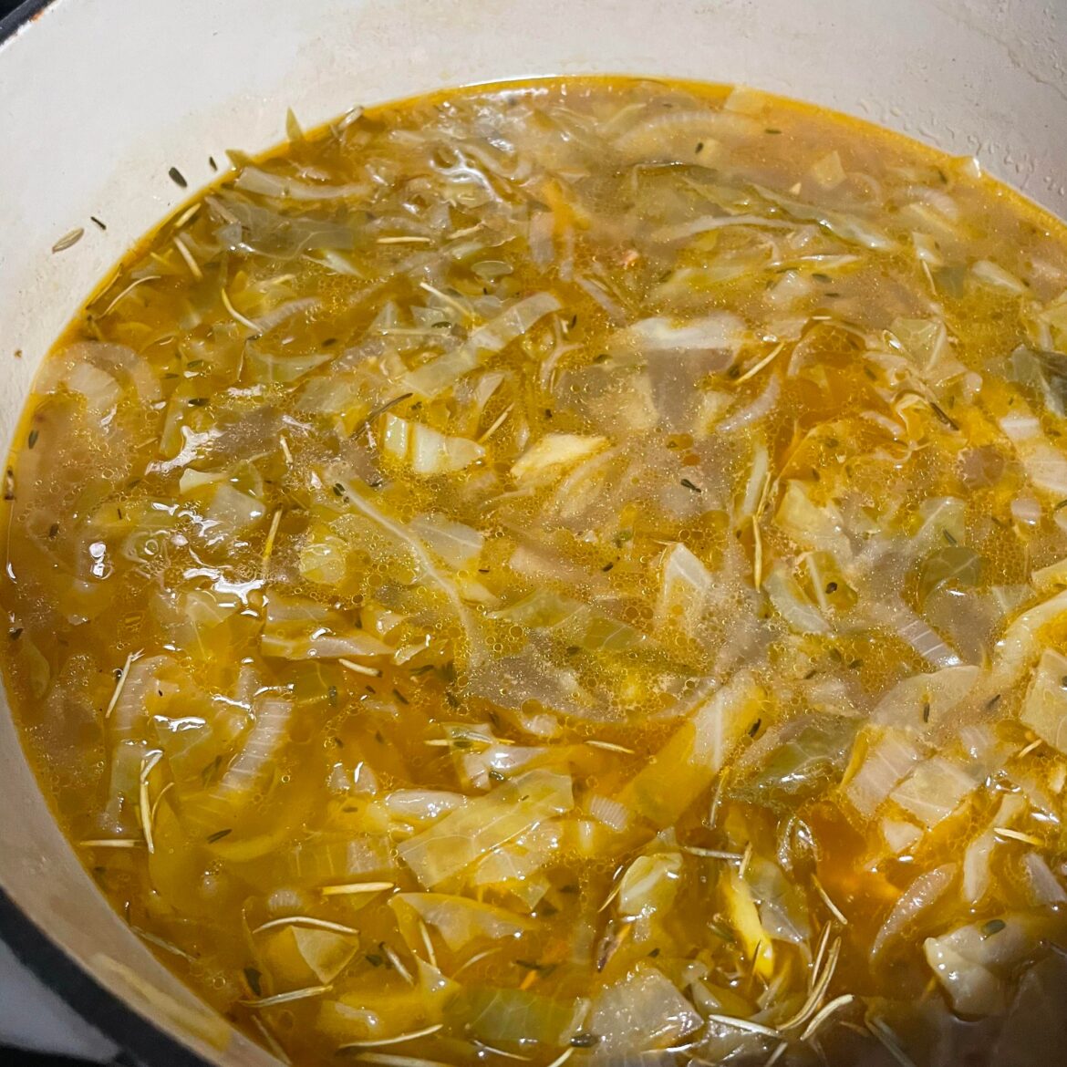 Cabbage, Onion, and Farro Soup