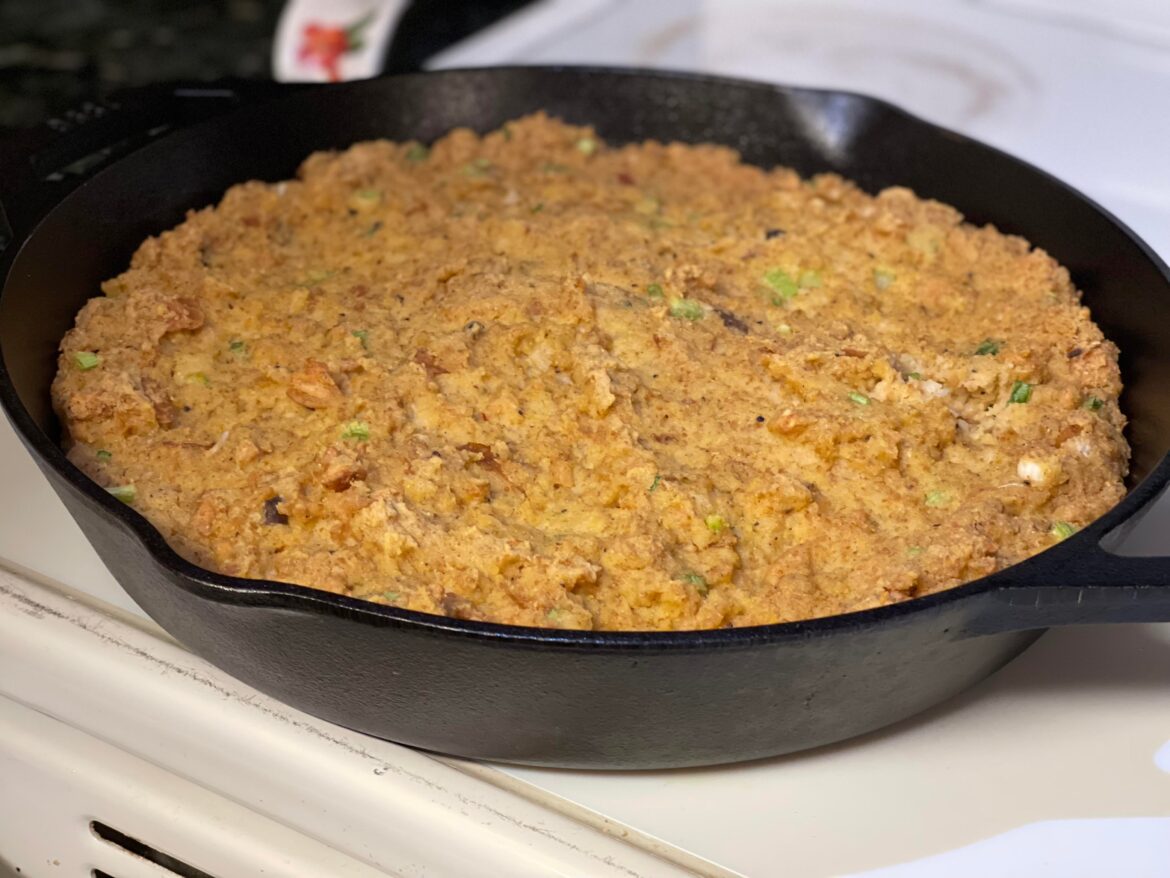 Vegetarian stuffing is ready for Thanksgiving!