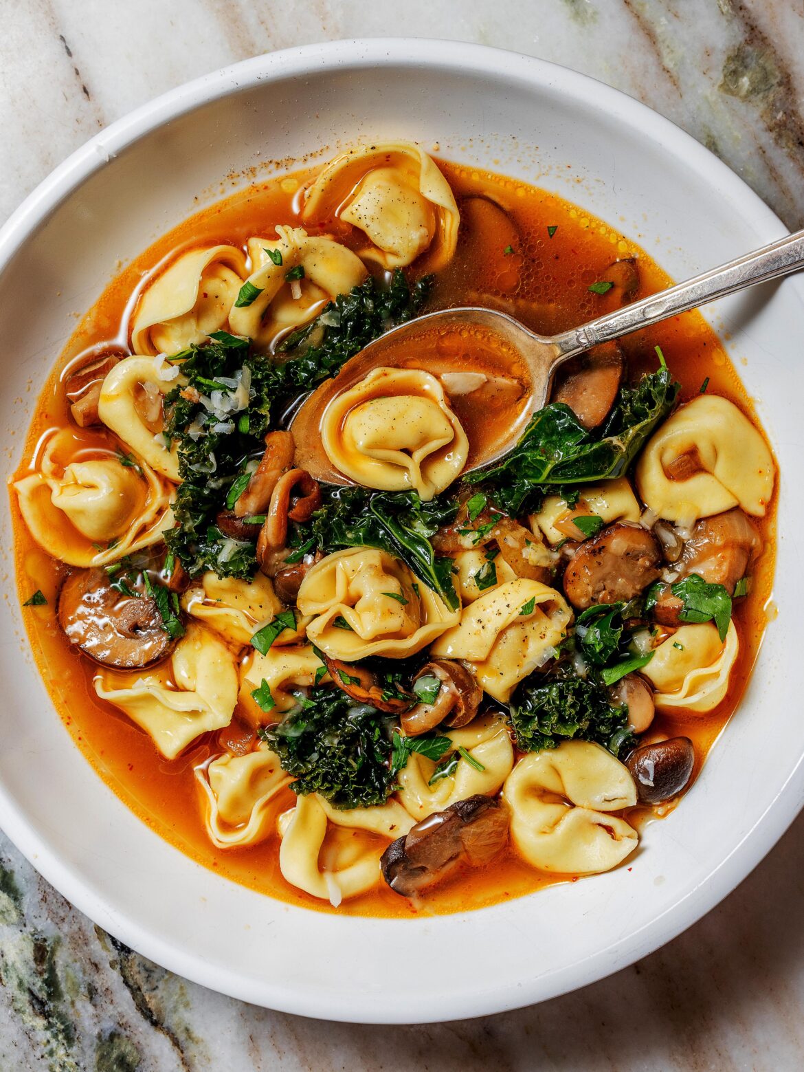 Tortellini in Mushroom-Parmesan Broth
