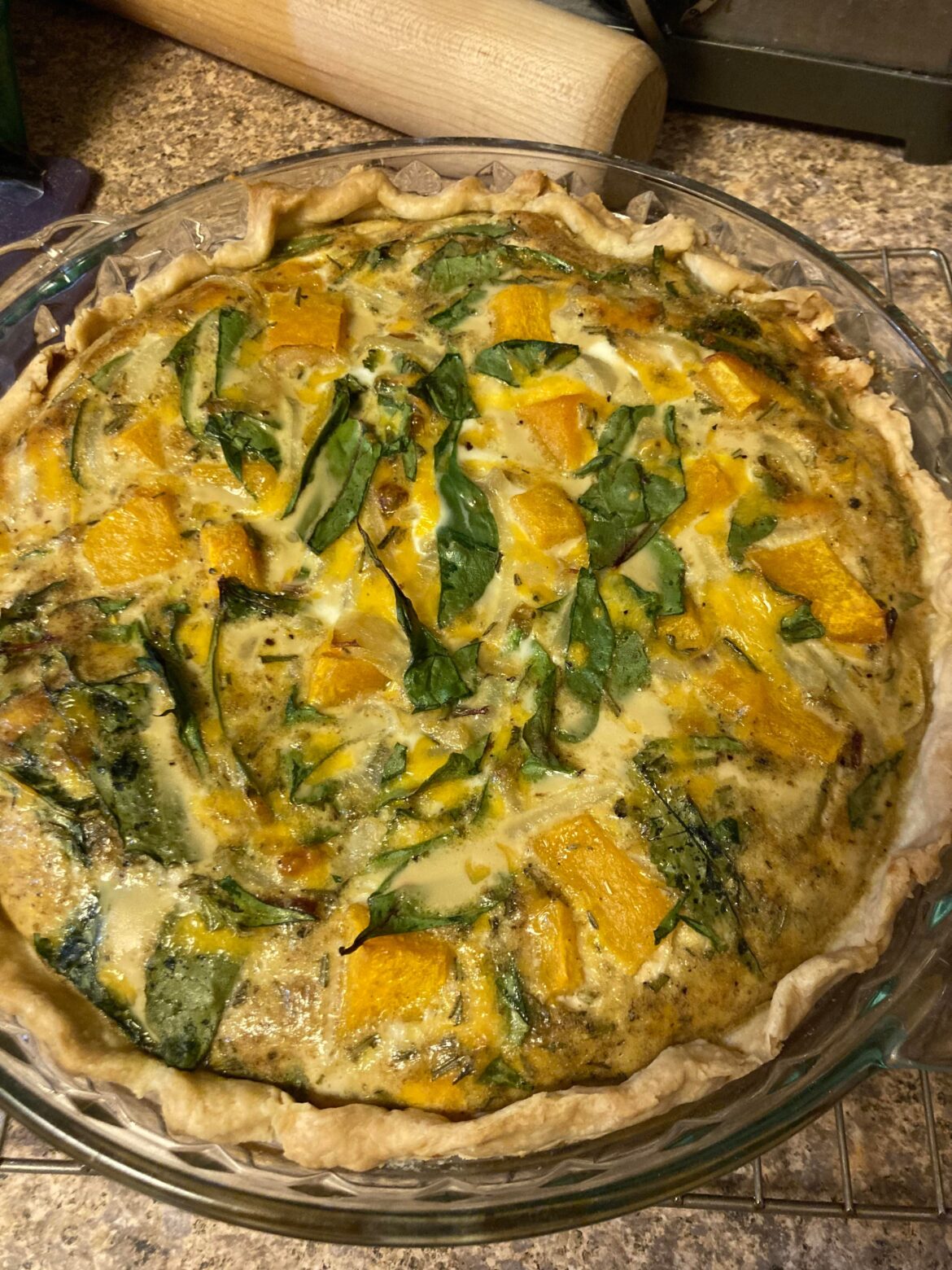 Roasted Butternut Squash and Spinach Quiche