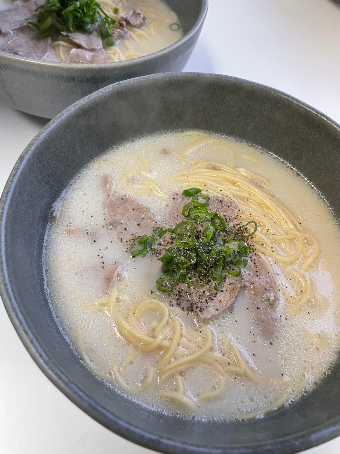 Homemade Seolleongtang, right before dropping in the kimchi.