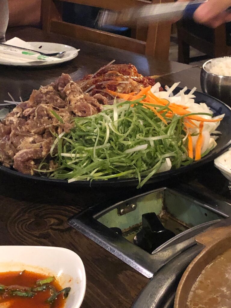 Bulgogi & octopus 전골 and meat jun
