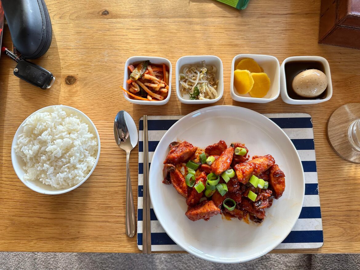 One week of making Korean food. Sunday dinner for one. Flame chicken.