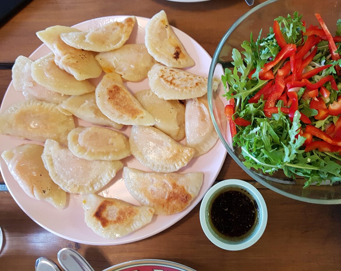 Homemade sweet potato perogies