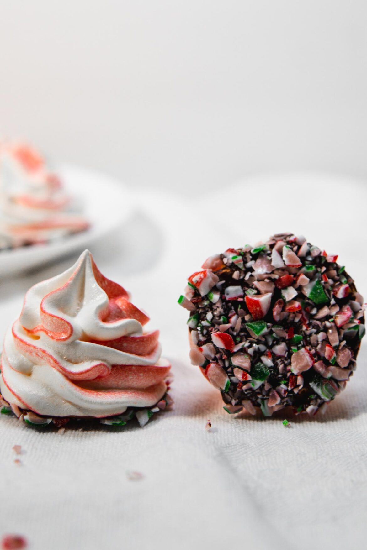 Chocolate Dipped Peppermint Meringues