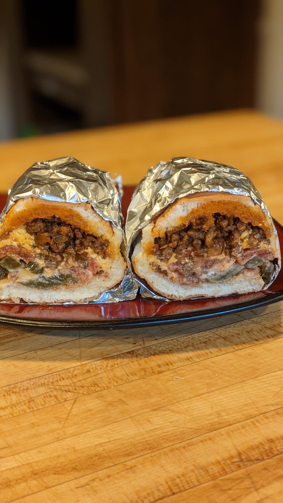 Homemade chopped cheese with jalapenos