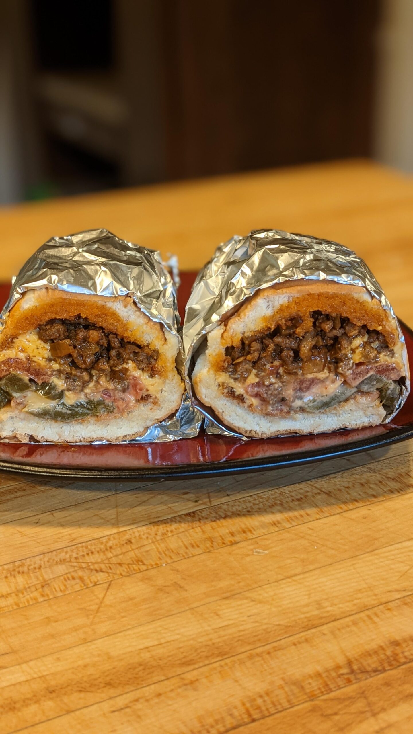 Homemade chopped cheese with jalapenos