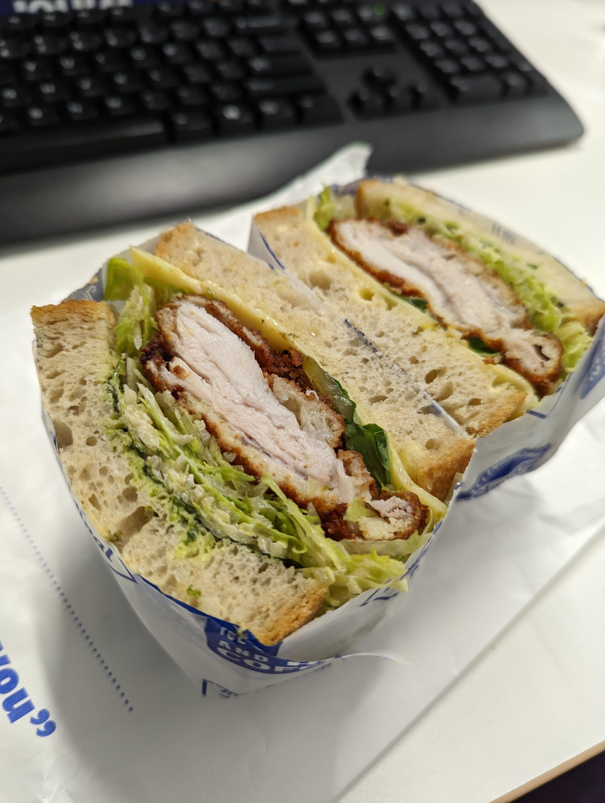 Chicken schnitzel sandwich from Nico's Sandwich Deli, Melbourne