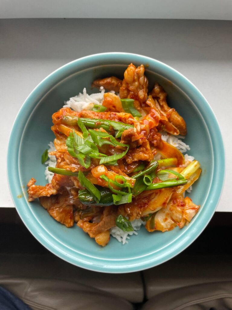 I’m cooking my way through “Cooking Korean” by Robin Ha and this is spicy pork over rice and kimchi stew. Both turned out fantastic.