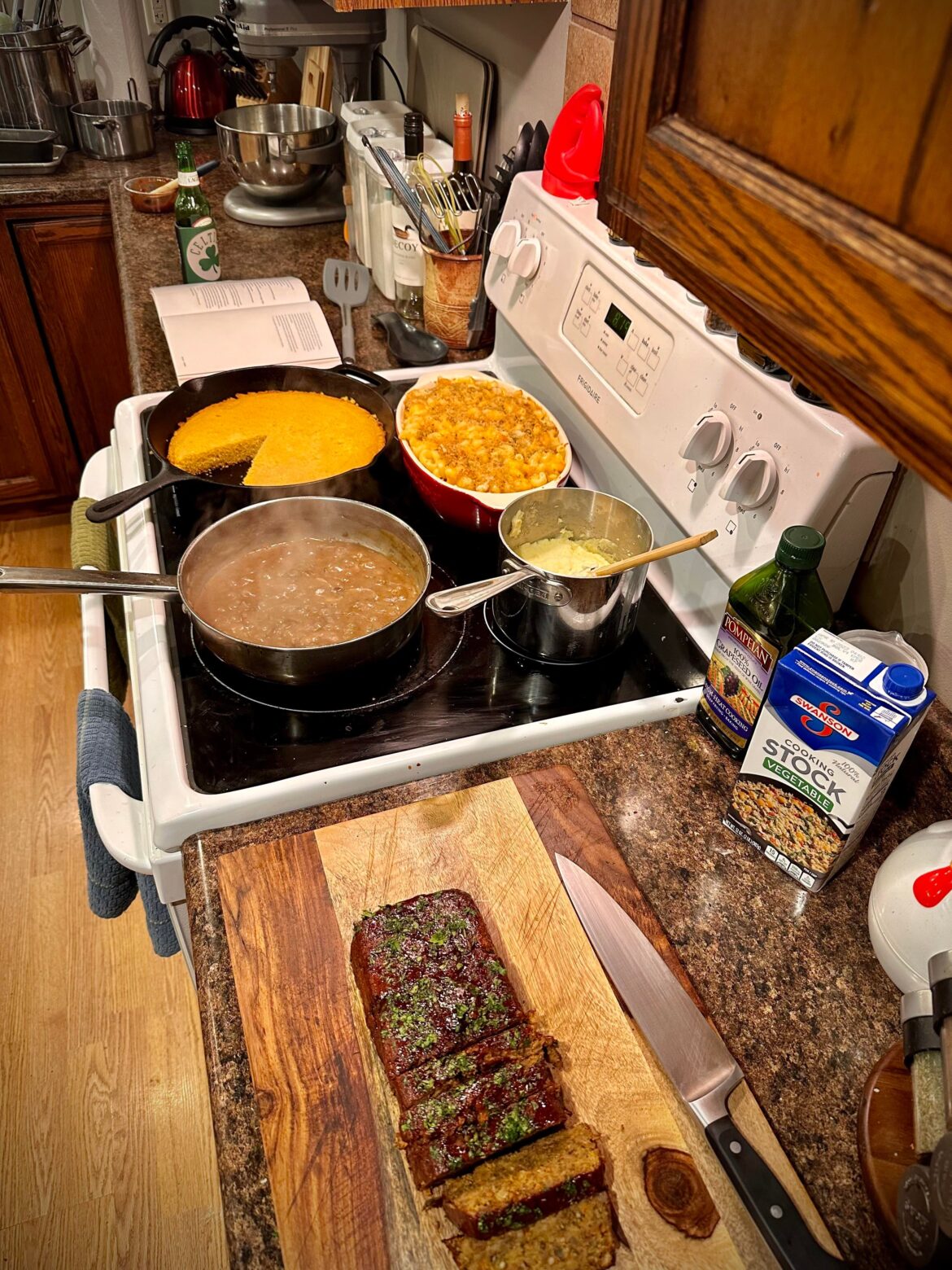 Lentil ‘meatloaf’ and thanksgiving spread for my girlfriend.