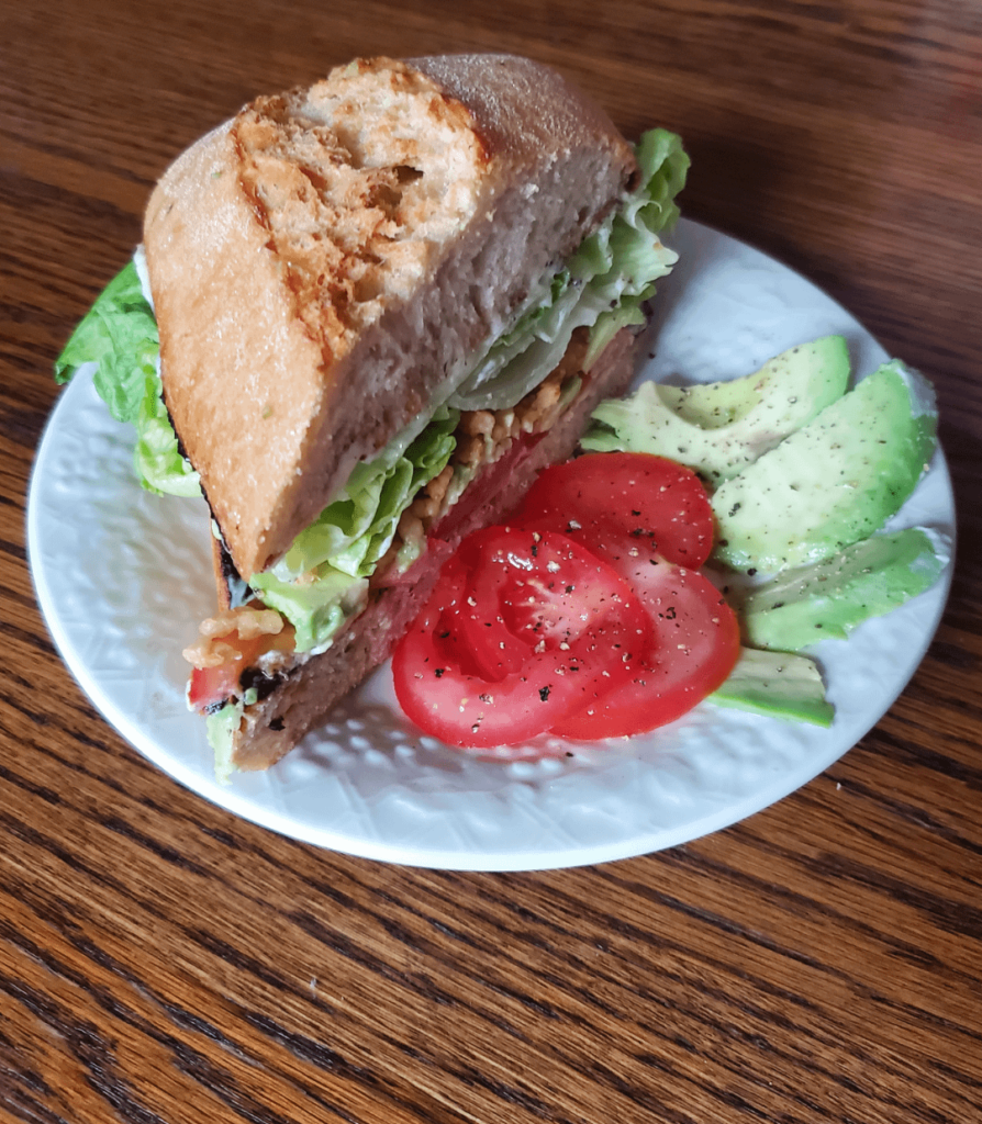 I don't see a lot of vegetarian options. here's my alt avacado lettuce tomato with a homemade garlic mayo and fried onions. inspired by j Kenji Lopez alt.