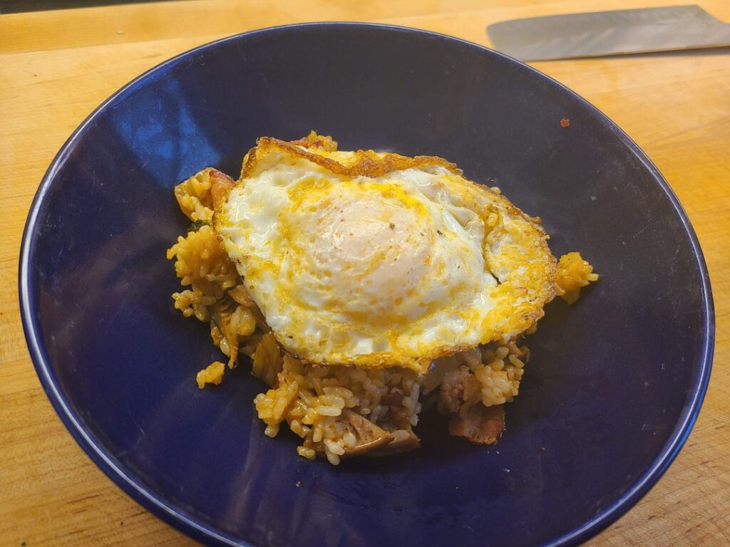 Leftover Kimchi Jjiggae Turned into Fried Rice