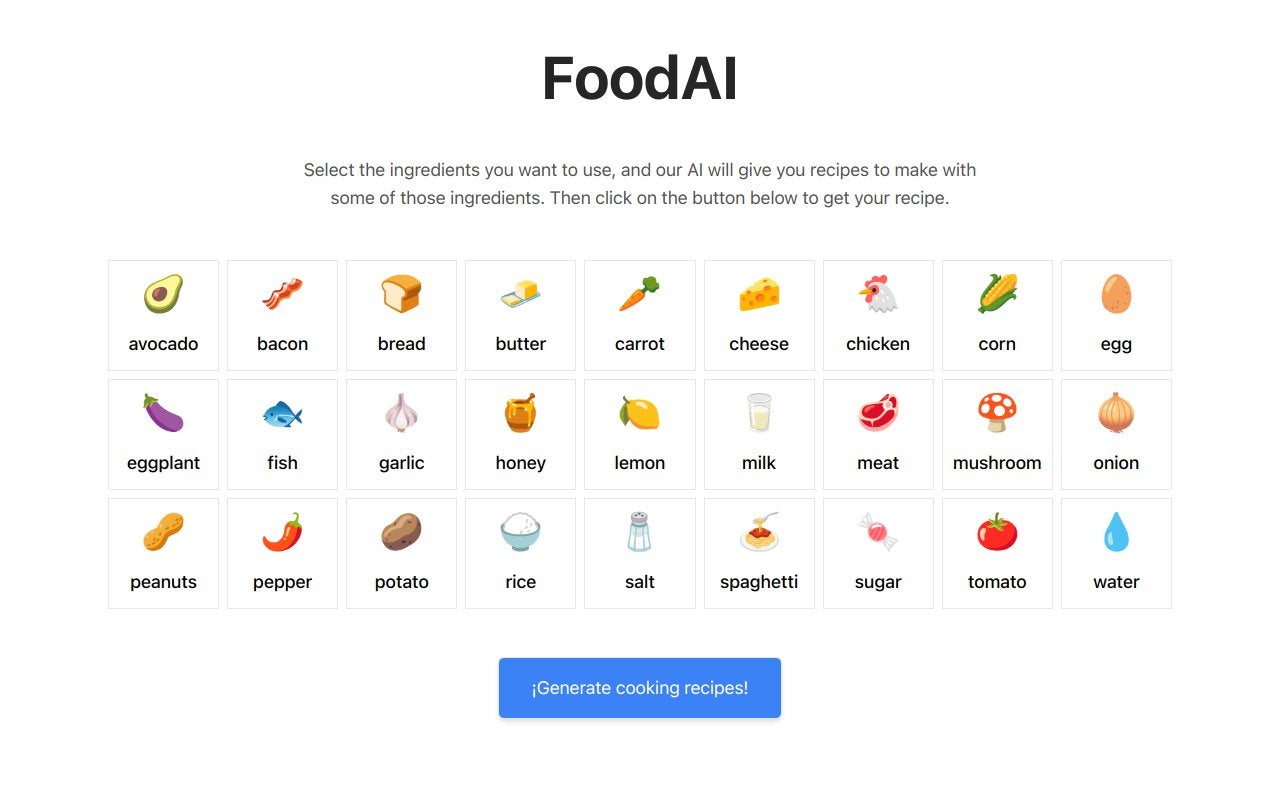 I created FoodAI.app, a website to combine ingredients and get recipes