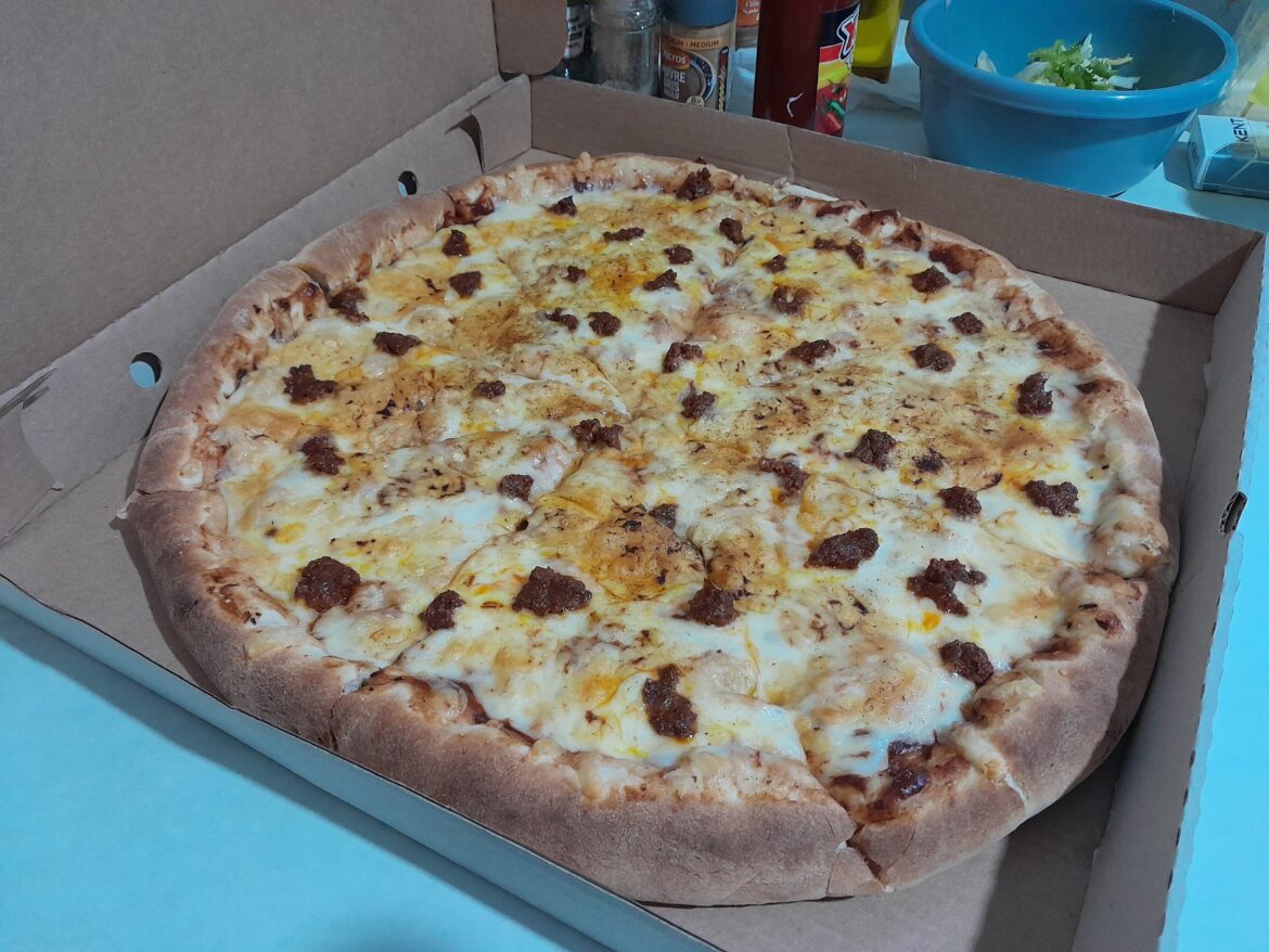 the $5.86 U.S.D family sized stuffed crust sujuk pizza, it was really good.