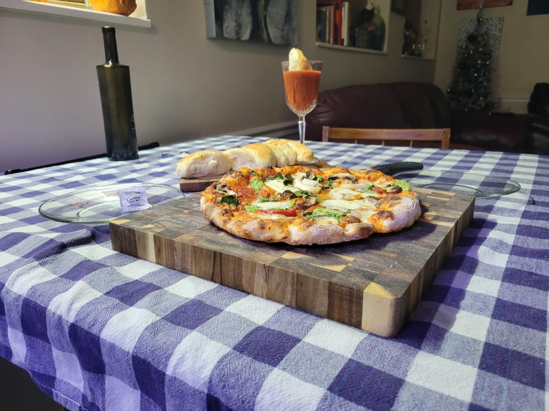 my partner bought flour, water, salt, yeast for my birthday. Pictured