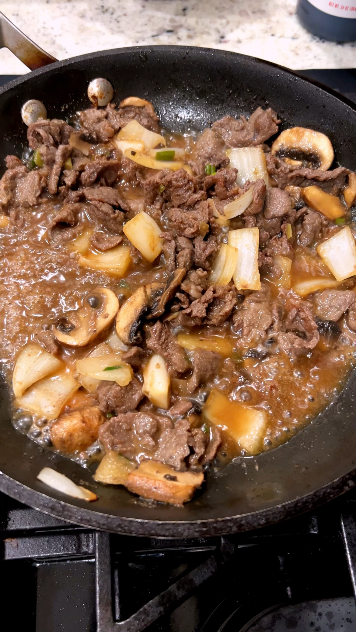 My wife made bulgogi and rice. Bulgogi was left over from my post a few days ago. She did add more liquid and honey.