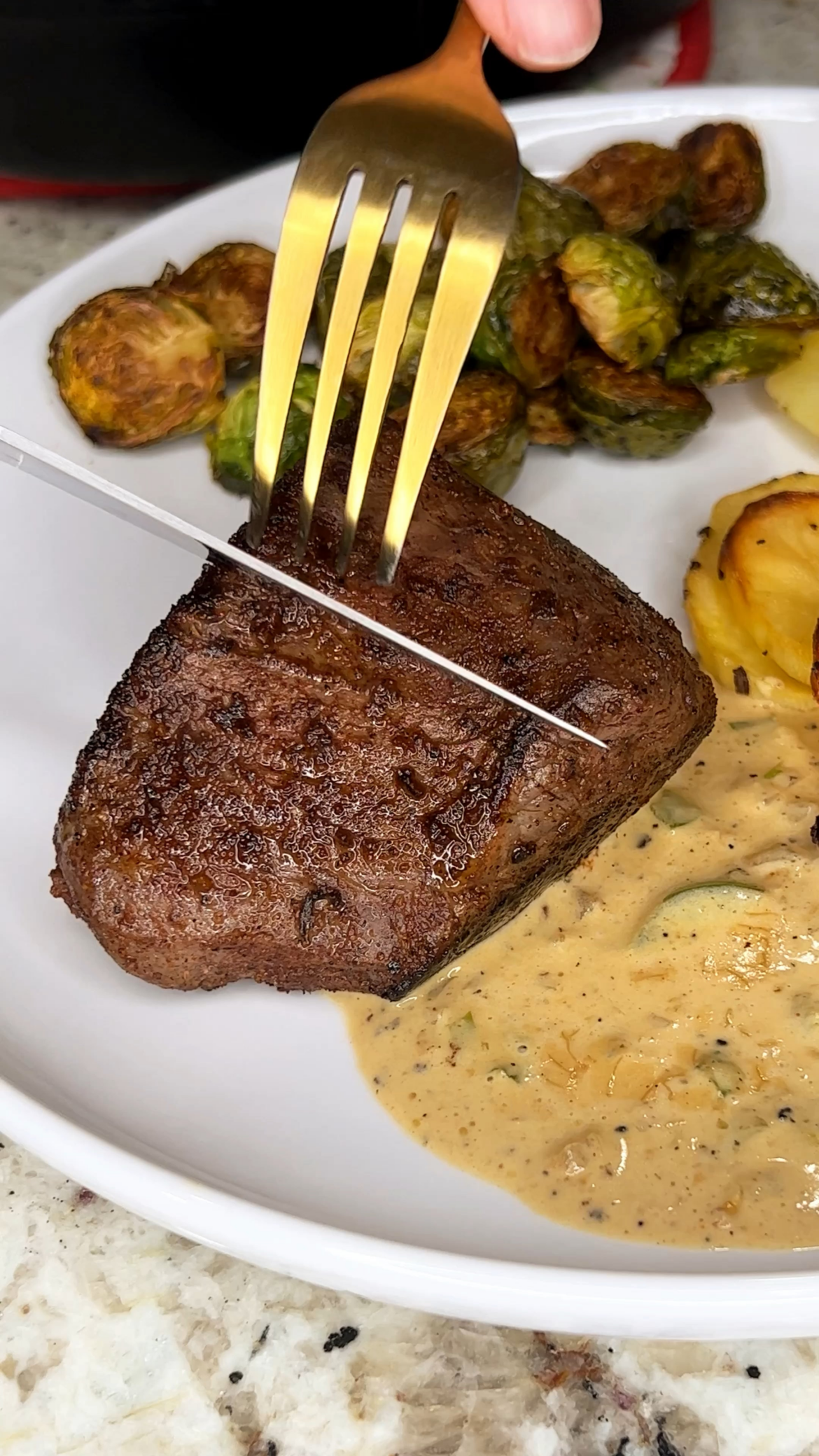 Souse vide 135 then seared in cast iron pan