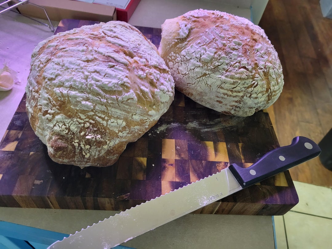 my partner bought flour, water, salt, yeast for my birthday. Pictured