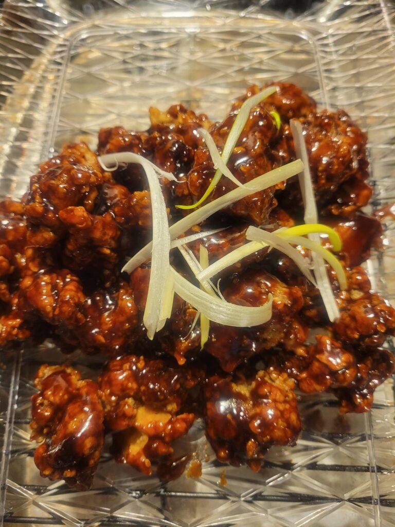 another version of Korean fried chicken spicy garlic flavor and buldak noodles