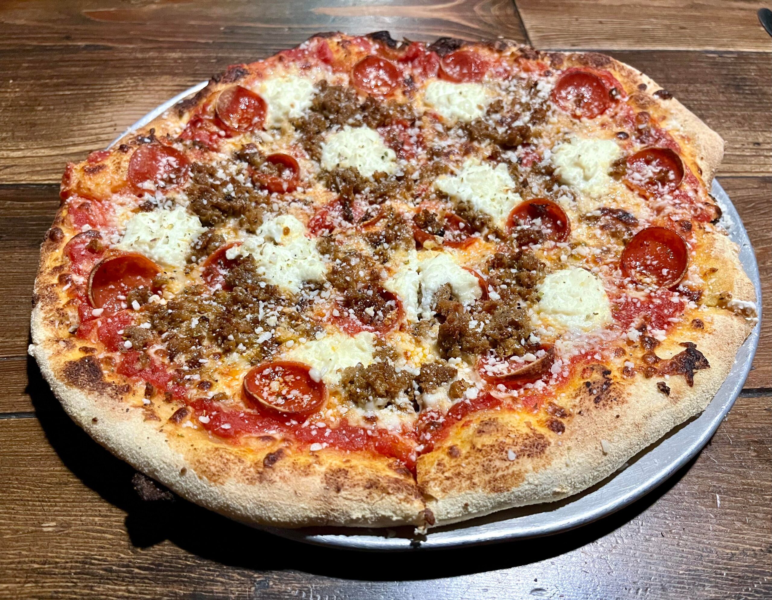 Wood Fired “New Yorker” Pepperoni, Sausage, Ricotta, Fresh Garlic Dining and Cooking