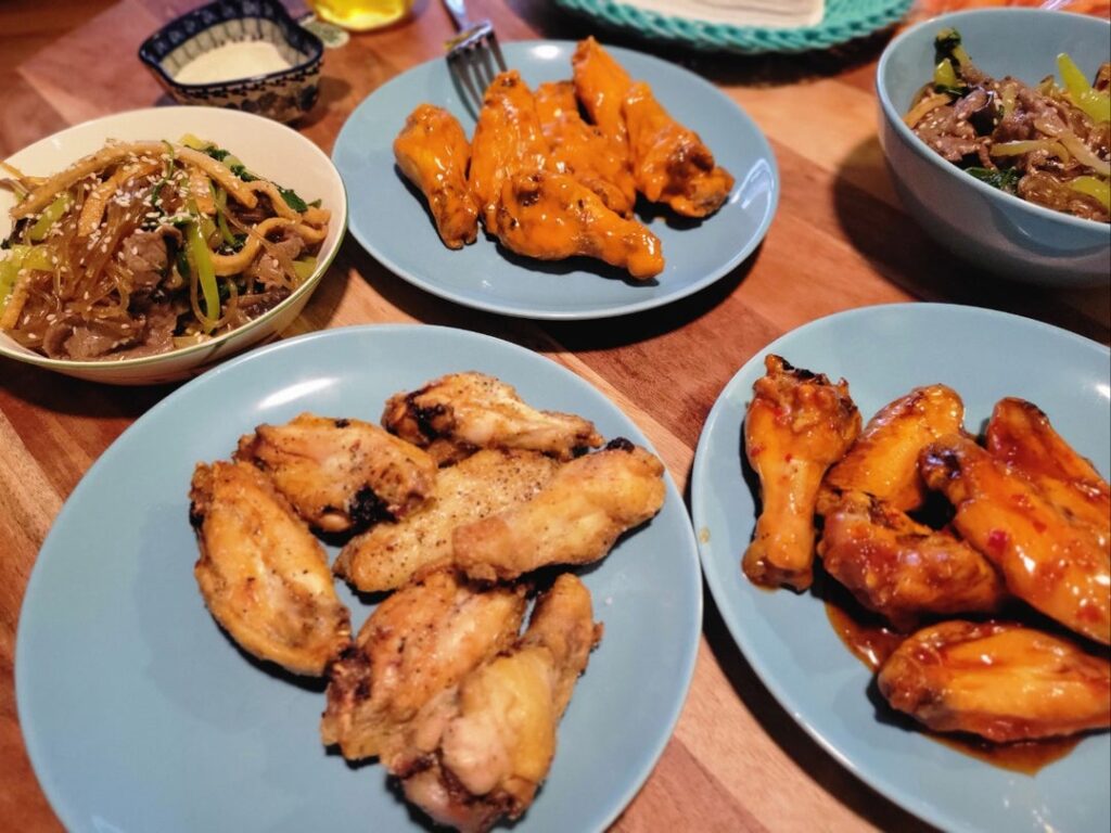 Korean / American fusion -- Jap Chae 잡채 & Wings