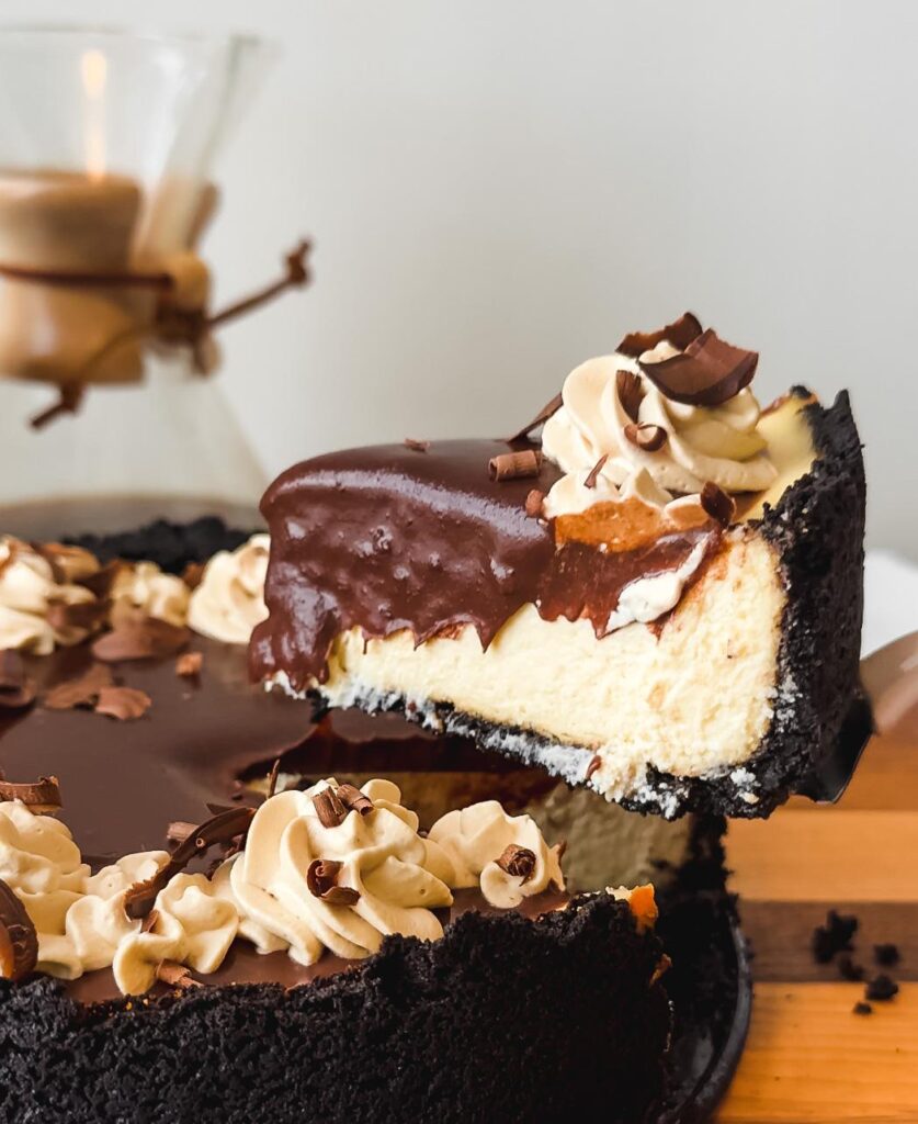 Baileys Cheesecake with coffee whipped cream