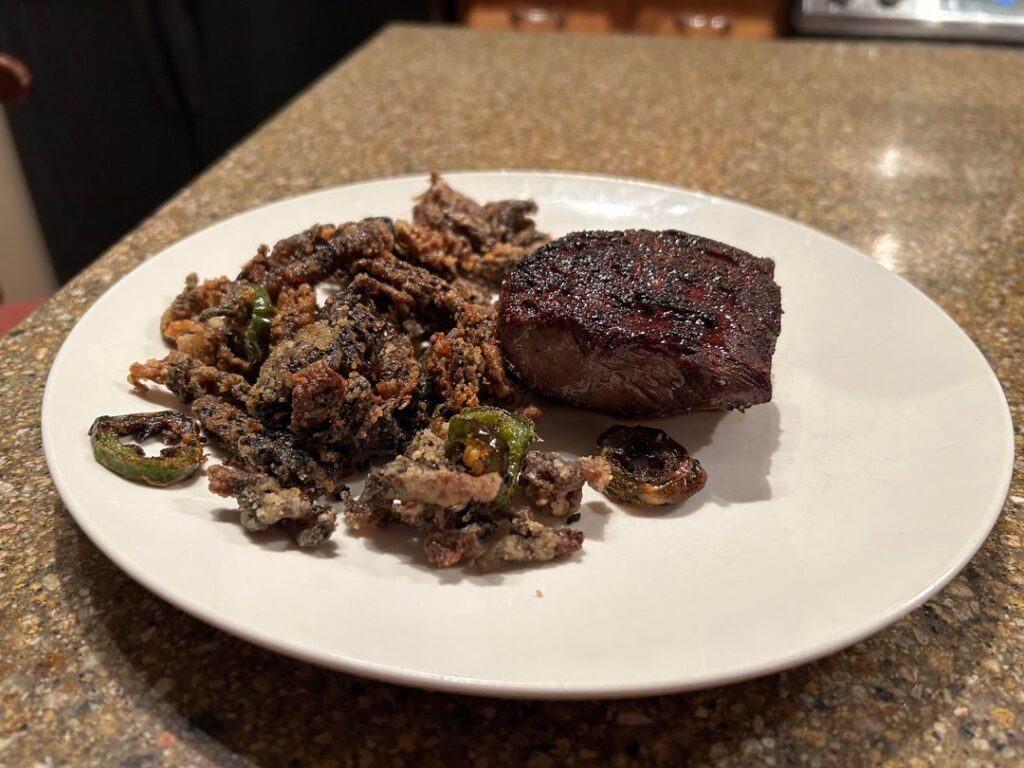 Deer backstrap and morels that I harvested this year