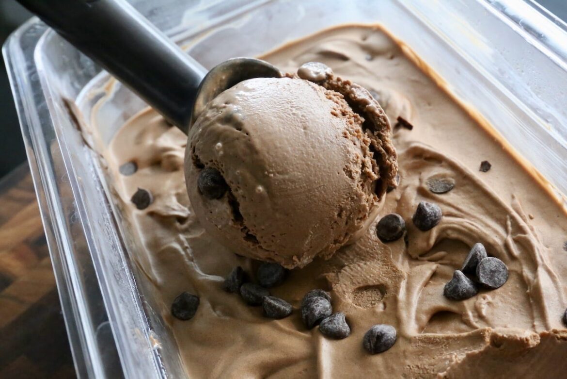 Smooth & Creamy Homemade Double Chocolate Chip Ice Cream