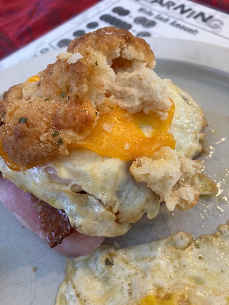 Cheddar Biscuit Breakfast Sandwich w/ Extra Egg On the Side for Dipping