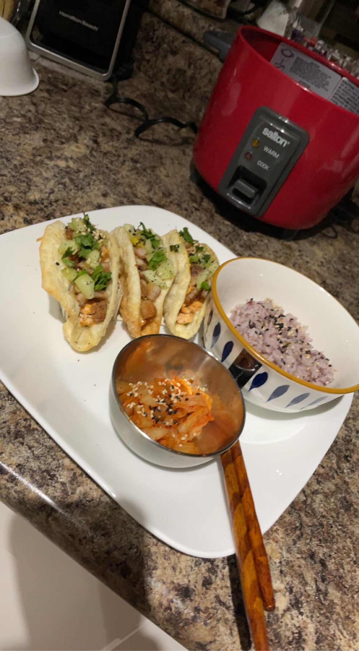 made these asian fusion wonton tacos