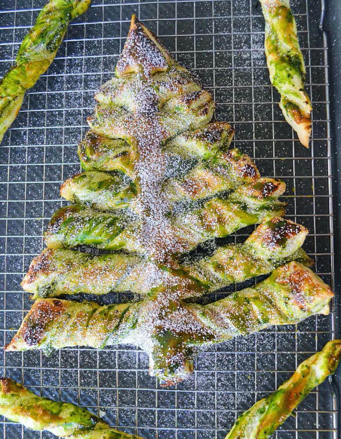 Matcha Puff Pastry Christmas Tree Dessert