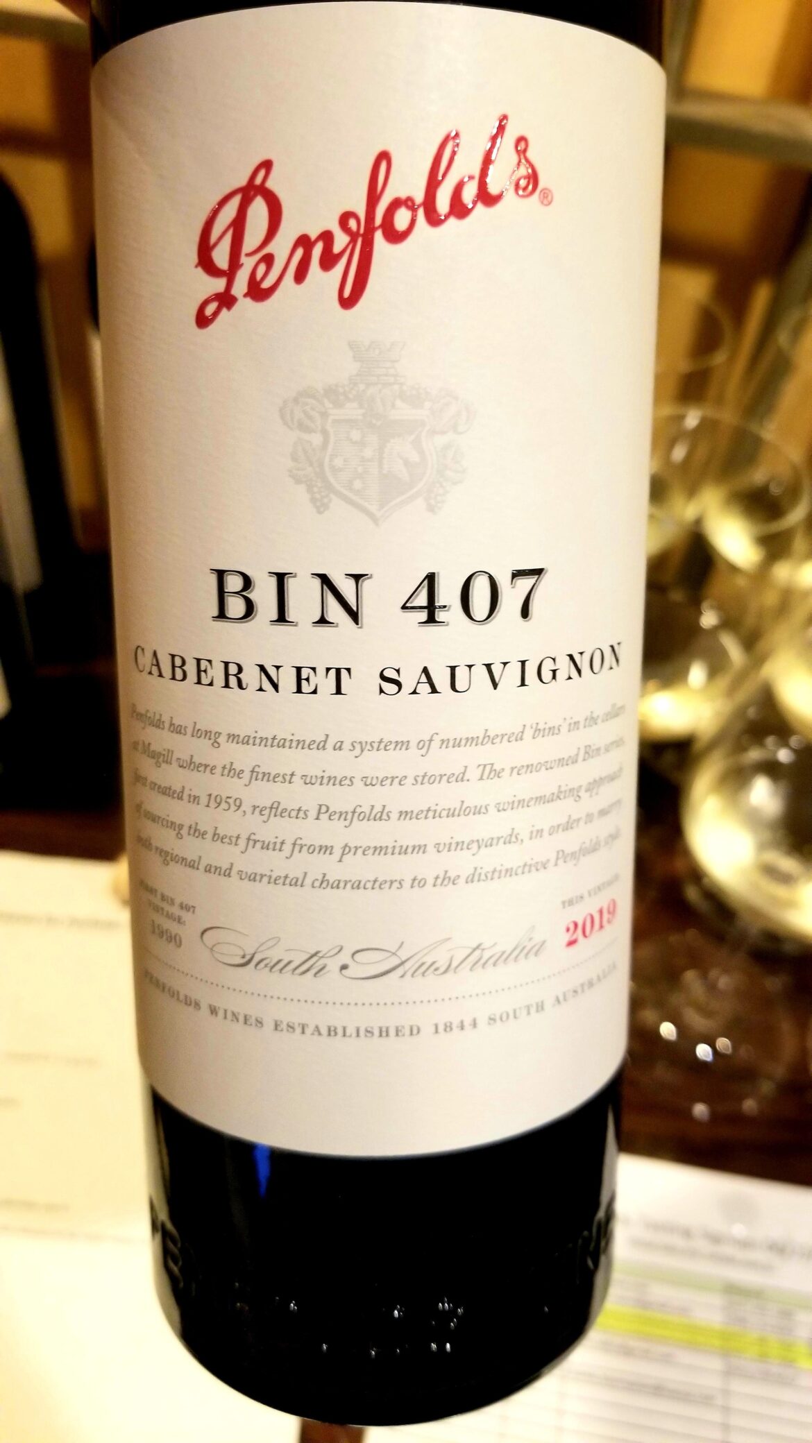 Penfolds Bin 407 Cabernet Sauvignon 2019, South Australia