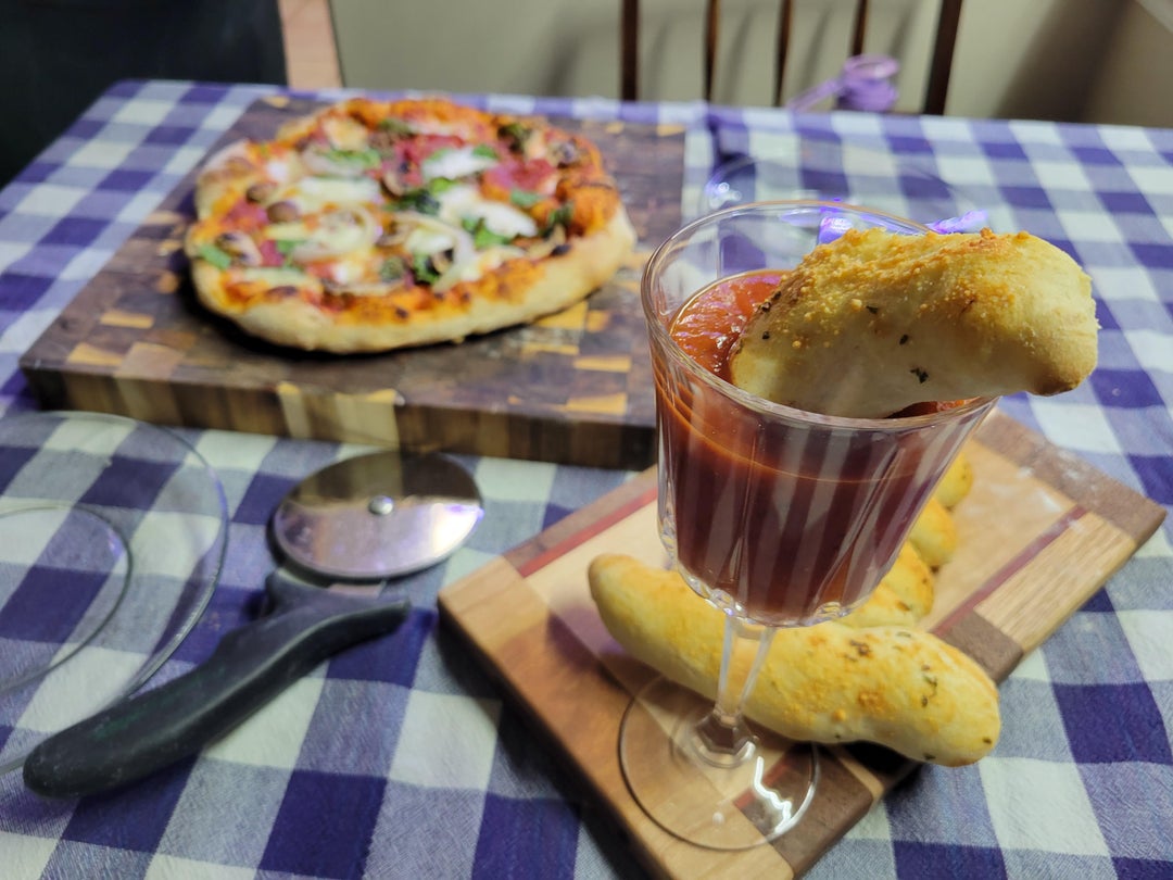 my partner bought flour, water, salt, yeast for my birthday. Pictured