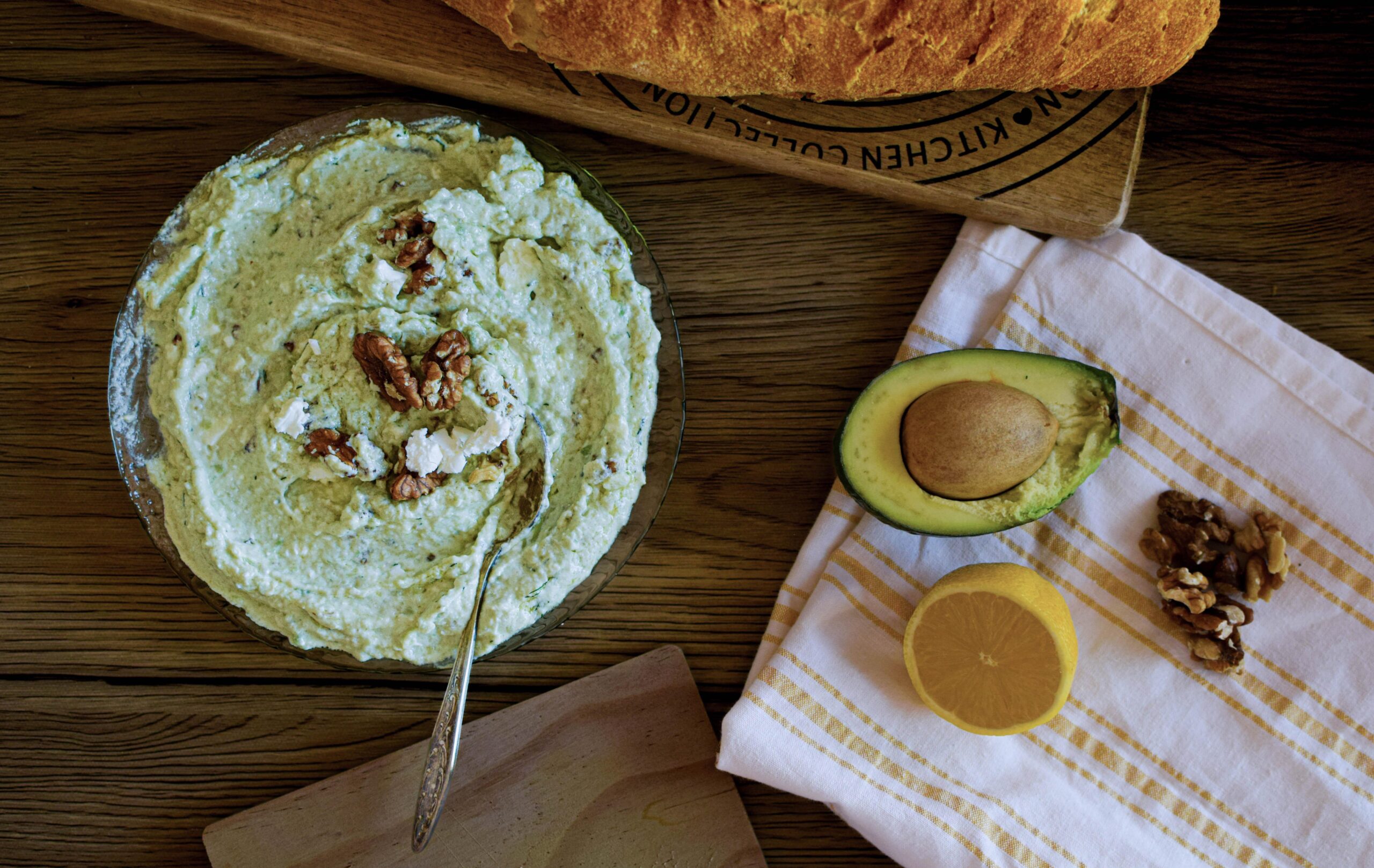 Avocado Sour cream Dip With Feta And Walnuts Dining and Cooking