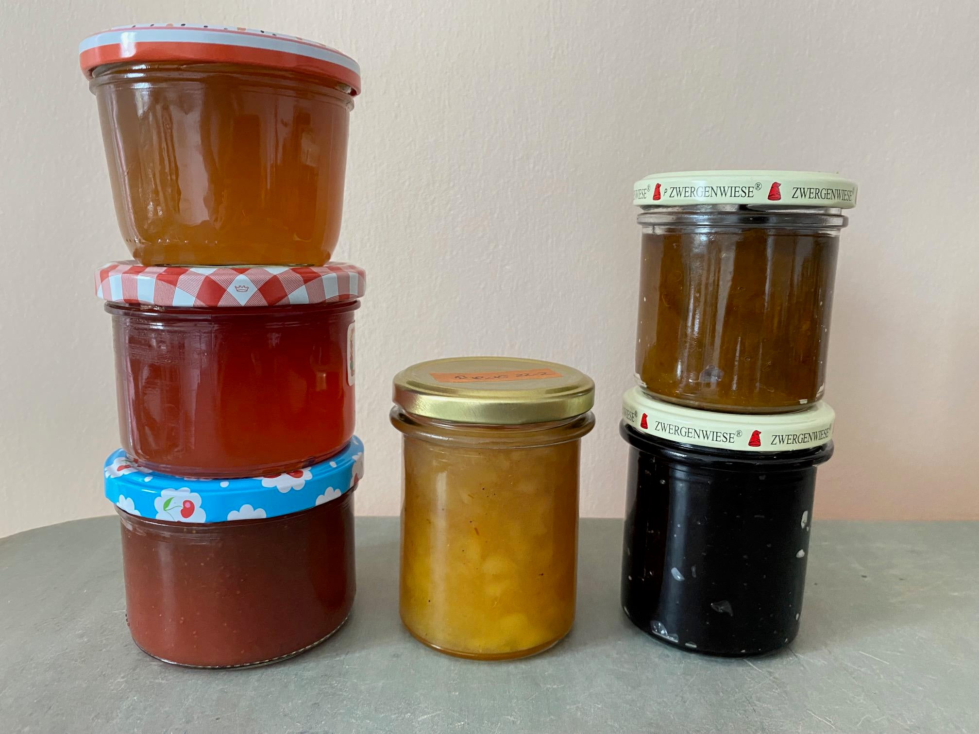 Some of the (german) jams I made this year. Dining and Cooking
