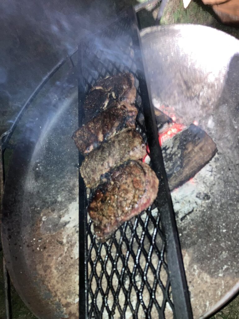 Poor man grill over the fire pit