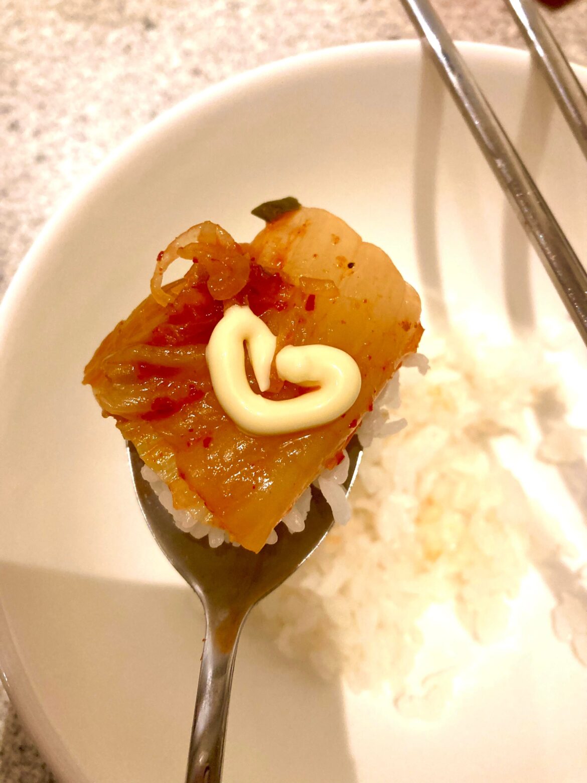 Accidental mayo heart on my late night snack