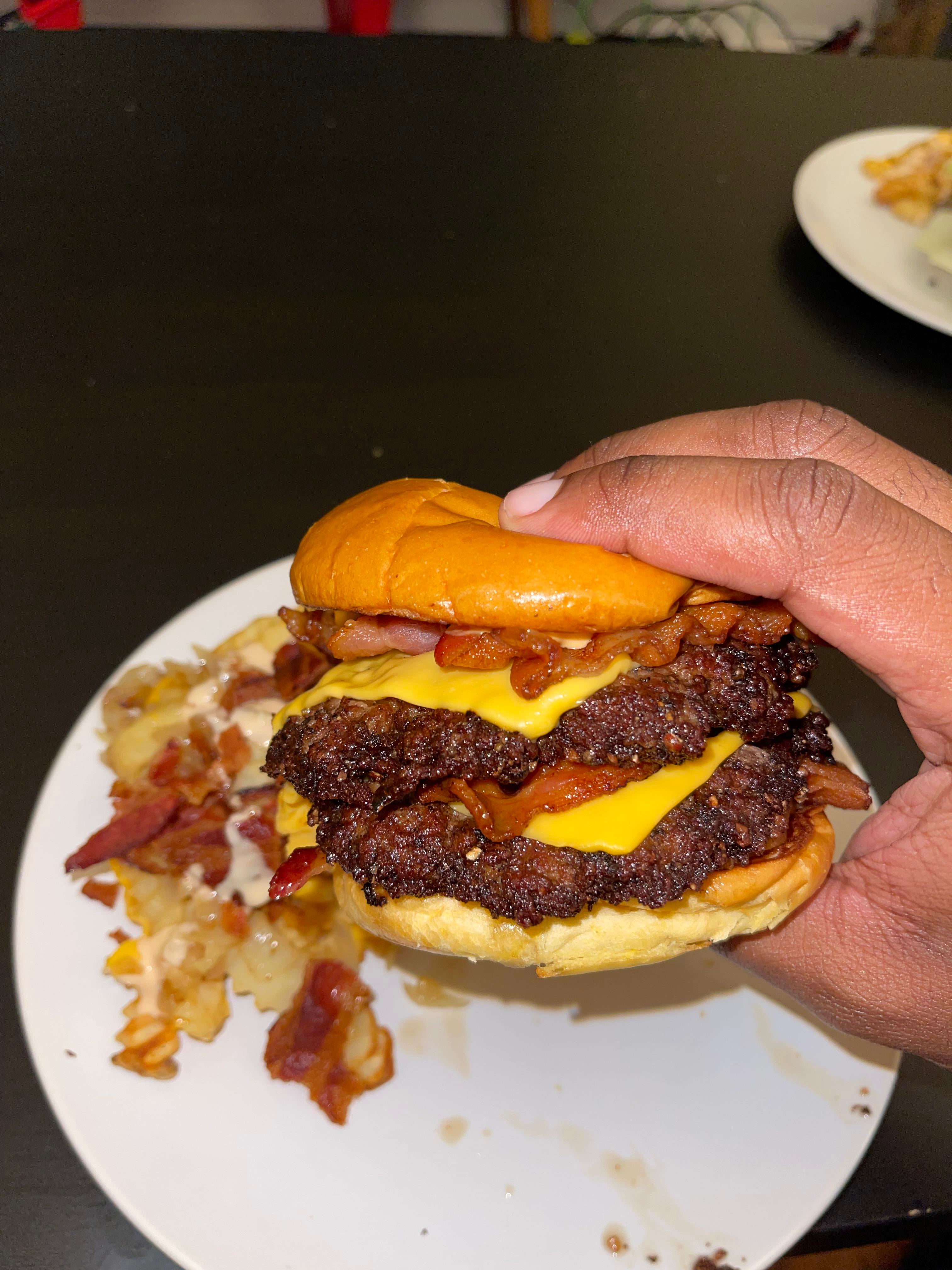 Homemade double bacon cheeseburger Dining and Cooking