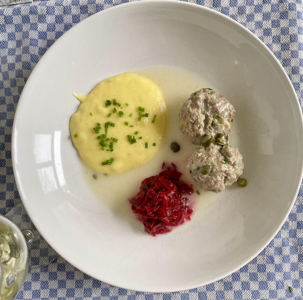 Königsberg Meatballs, Beetroot-and-Apple Salad, Potato Puree