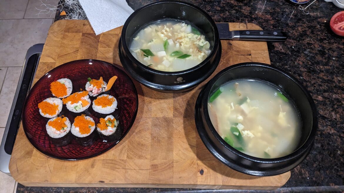 went simple tonight with 북어국 (dried pollack soup)