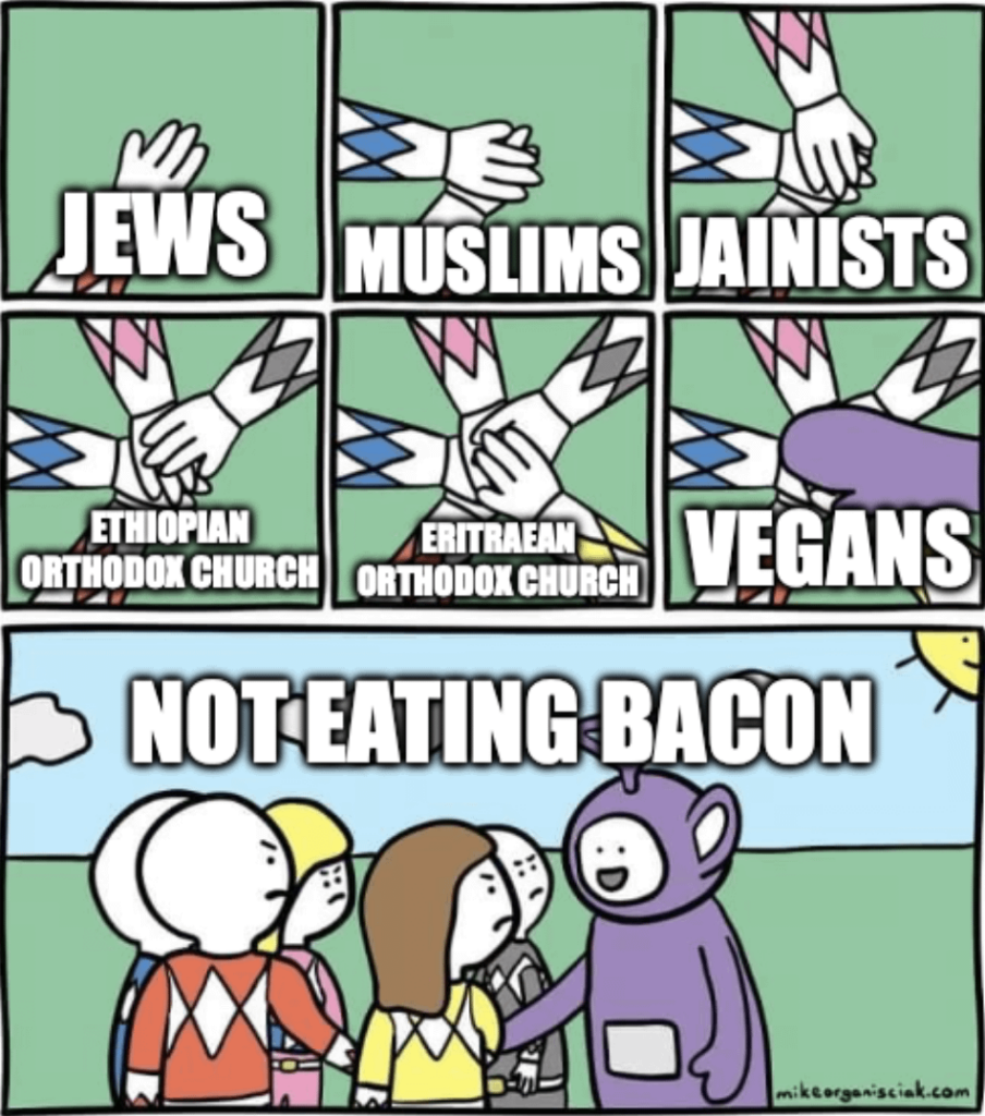 Fellow atheist vegans be like