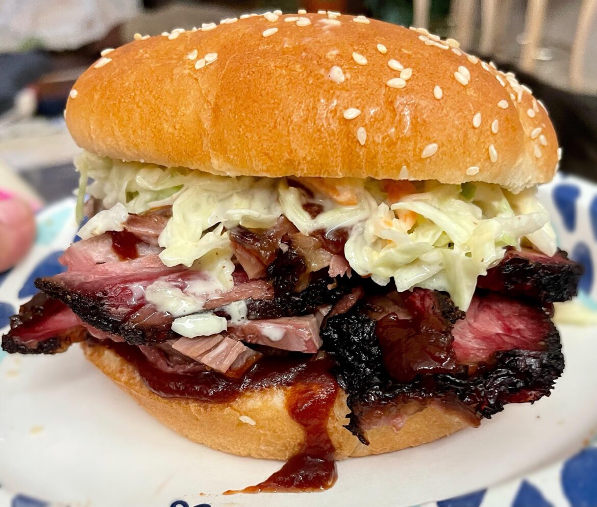 [homemade] smoked brisket sandwich