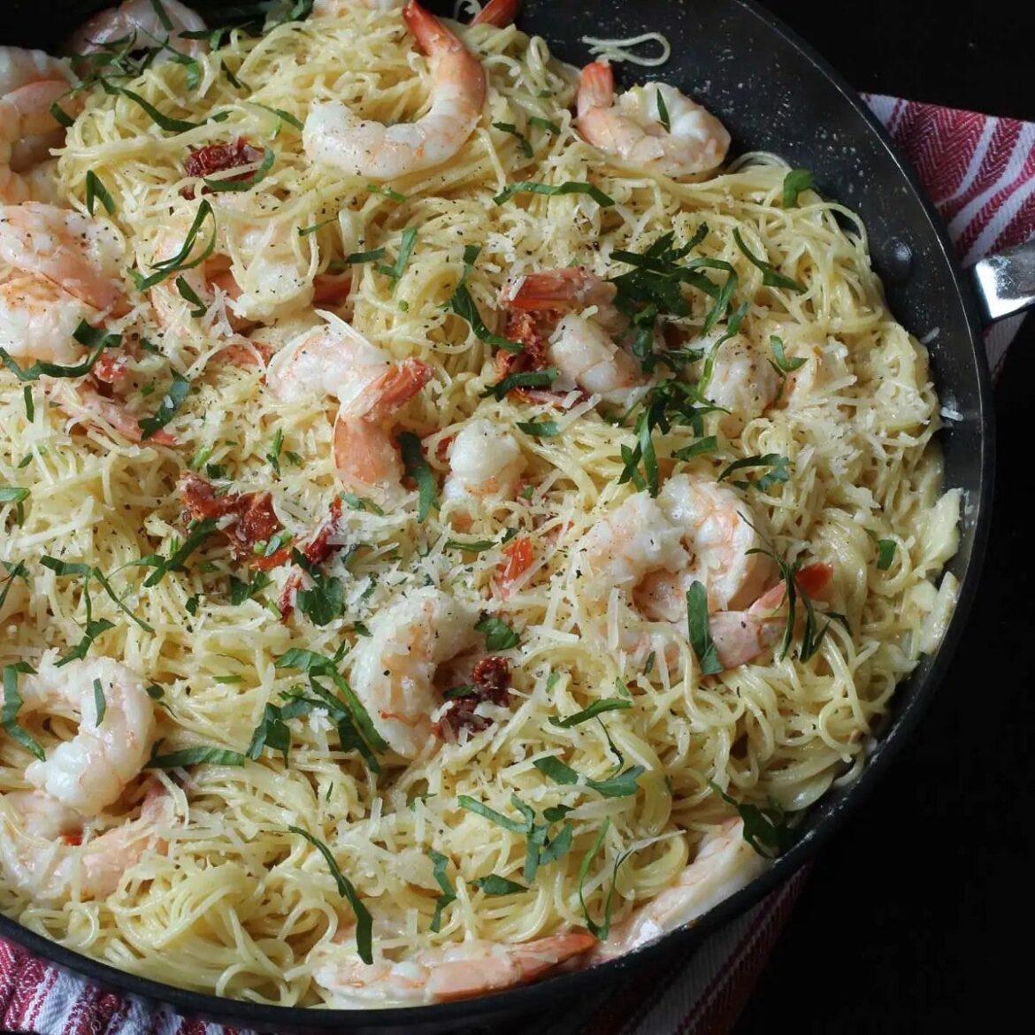 Homemade shrimp pasta